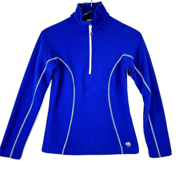 Mountain Hardwear Blue Quarter Zip Fleece Pullover Neon Green Women's XS - Picture 1 of 5